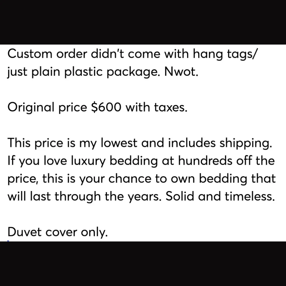 Nwot Home Treasures luxury duvet Egyptian 600tc Italian sateen Firm price